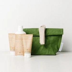 LICHTGRÜN GESCHENKSET Goldener Bio-Lein mit Kulturtasche gratis