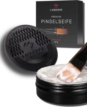LIEBERGE Premium, 40g + hochwertige Pinsel Reinigungsmatte Pinselseife (Reinigungsset, [- 40g Gründliche Farbentfernung, Natur- & Synthetikpinsel)