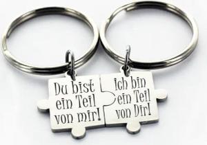 Lieblingsmensch Schlüsselanhänger Partner Set Puzzleteile - Teil von mir - ein tolles Geschenk (Partner Set - 2 Schlüsselanhänger mit Gravur, inklusive Schlüsselring), Robuste und filigrane Lasergravur