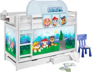 Lilokids Spielbett Etagenbett JELLE 200x90 cm + 2 Lattenroste & Vorhang PAW PATROL Blau