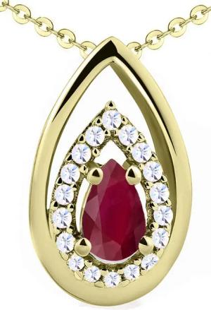 Limana Kette mit Anhänger echter Rubin Edelstein rot 925 Silber Damenkette Goldkette vergoldet (mit Herz Geschenkdose und Tasche Frauenkette Kette Anhänger), Geschenkset Idee Geschenk für Sie Frauen Damen Freundin Mutter Oma