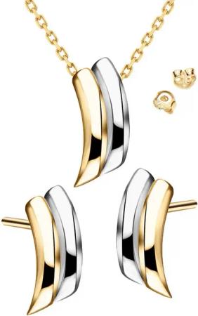 Limana Ohrring und Ketten Set Schmuckset 925 Silber vergoldet Damen Frau Halskette mit Ohrstecker (inkl. Schmuckbox), Geschenkset Idee Geschenk für Sie Frauen Damen Freundin Mutter