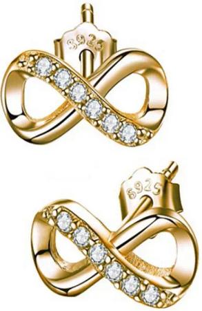 Limana Paar Ohrstecker 5x10mm kleine 925 Silber Unendlichkeit Infinity Ohrringe Zirkonia (inkl. Geschenkdose mit Herz Gravur), Liebesgeschenk Liebe Geschenk für Sie Frauen Damen Freundin Mutter Oma