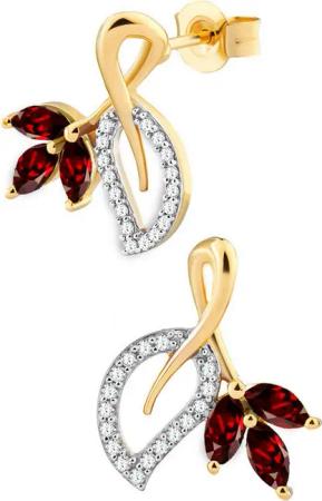 Limana Paar Ohrstecker echte rote Granat 925 Silber Damenohrringe Goldohrringe vergoldet (mit Geschenkdose und Tasche Edelstein Echtschmuck), Geschenkset Idee Geschenk für Sie Frauen Damen Freundin Mutter Oma