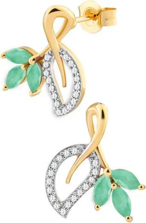 Limana Paar Ohrstecker echte Smaragd Edelsteine 925 Silber gold Schmuck Damen Ohrringe grün (Weihnachtsgeschenk Hochzeitstag Muttertag Sie Partnerin, mit Schmuckdose- und Tasche Edelstein Jahrestag Geburtstag Liebe), Geschenk für Ehefrau Frauen Frau Freun