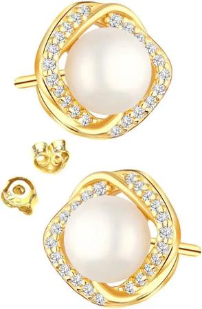 Limana Perlenohrringe Ohrringe 925 Silber Süßwasserperlen gold Frauen Damen Freundin (inkl. Schmuckbox), Geschenk Valentinstag Jahrestag Weihnachten Geburtstag Muttertag Oma