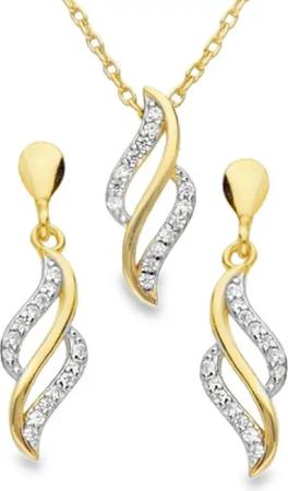 Limana Schmuckset 925 Silber Gold vergoldet Halskette Ohrringe Kette Ohrstecker Anhänger (inkl. Schmuckbox), Geschenkset Idee Geschenk für Sie Frauen Damen Freundin Mutter