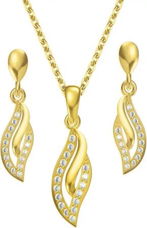 Limana Schmuckset 925 Silber Halskette Kette Ohrringe Ohrstecker Anhänger gold vergoldet (inkl. Schmuckbox), Geschenkset Idee Geschenk Set für Sie Frauen Damen Freundin Mutter