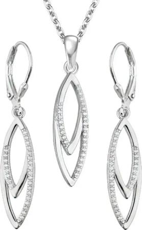 Limana Schmuckset 925 Sterling Silber Ohrhänger Halskette Anhänger Kette mit Ohrringe (inkl. Schmuckbox), Geschenkset Idee Geschenk Set für Sie Frauen Damen Freundin Mutter