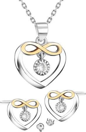 Limana Schmuckset Damen 925 Silber gold Set Herz Kette mit Ohrringe Ohrstecker Herzkette (Jahrestag Weihnachtsgeschenk Ehefrau, Schmuck Weihnachten Valentinstag Muttertag Geburtstag), Halskette Liebe Geschenkset Geschenk für Sie Frauen Freundin Mutter