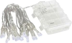 Linder Exclusiv GmbH LED-Lichterkette, Batterie Außen 2,85m 20 LEDs kaltweiß 6/18h Timer transparent