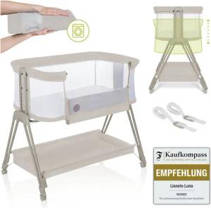 lionelo Baby-Reisebett LUNA, 2in14 Rädern mit Bremse6-stufige Höhenverstellung
