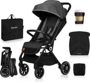 lionelo Kinder-Buggy CLOOE, (Set mit Moskitonetz, Becherhalter, Fußabdeckung und Tragegurt für die Schulter), Auto-Folding/PU-Räder/XXL-Verdeck/Tragegurt/8,2 kg