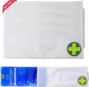 LisaCare Kalt-Warm-Kompresse Kühltaschen - Vlieshülle - Vliesstoffhüllen, Spar-Set 5-tlg., Mit Gummiband & Klettverschluss!