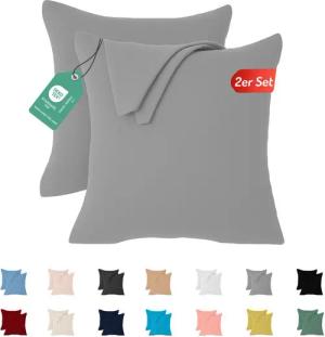 livessa Kissenbezug 2er Set Kissenbezug - Verdeckter Reißverschluss - Kopfkissenbezug, %100 Baumwolle Jersey Stoff 140 g/m², Ultra Weich und Atmungsaktiv