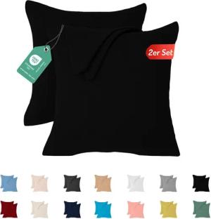 livessa Kissenbezug 2er Set Kissenbezug - Verdeckter Reißverschluss - Kopfkissenbezug, %100 Baumwolle Jersey Stoff 140 g/m², Ultra Weich und Atmungsaktiv