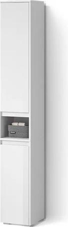 Livinity® Hochschrank Savuto, Weiß/Weiß, 30.2 x 191.5 cm mit Türen und offenem Fach (1-St)