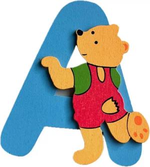 LK Trend & Style Deko-Buchstaben Zauberhaftes Alphabet, liebevoll gestaltetes ABC, Holzbuchstaben (Bärchen Motiv), Wanddeko aus Holz, Dekobuchstaben