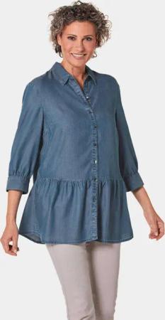 Locker fallende Tunikabluse aus angenehmer Qualität - blau - Gr. 23 von Goldner Fashion