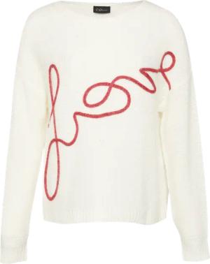 Locker gestrickter Pullover aus Alpakamix mit Love-Schriftzug