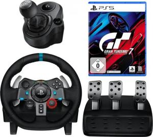 Logitech G G29 Lenkrad mit Schaltung Pedale PS5 + Gran Turismo 7 Gaming-Lenkrad (Set, Driving Force Rennlenkad Playstation 5)
