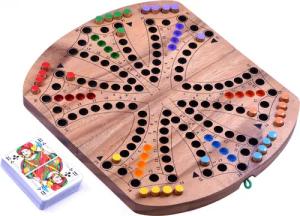 Logoplay Holzspiele Spielesammlung, Tock für 6 Spieler - Spielfeld 33 x 28 cm - Gesellschaftsspiel mit SpielkartenHolzspielzeug