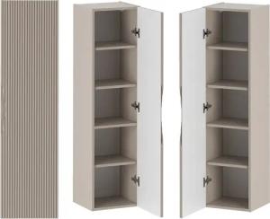 Lomadox Hochschrank CALURI-140 in beige mit gerillter Front, grifflos, 20 cm breit