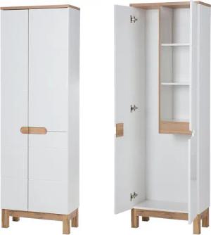 Lomadox Hochschrank SOLNA-56 weiß mit Wotaneiche 60x187x33cm
