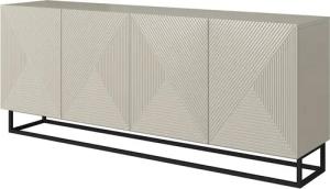 Lomadox Sideboard ADARE-141, 200 cm breit, kaschmir mit gerillter Front, schwarzes Metallgestell