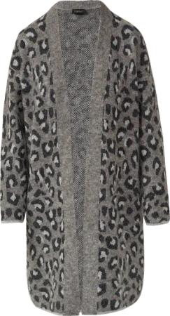 Long-Cardigan im Relaxed Fit mit Leo-Print