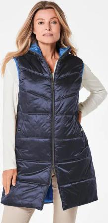 Long-Steppweste mit Stehkragen - marine - Gr. 46 von Goldner Fashion