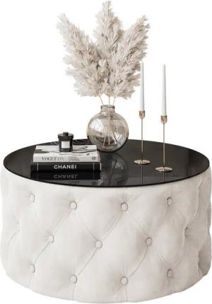 Lookway Couchtisch CHESTERFIELD 70 cm runder gepolsterter couchtisch