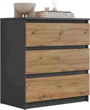 Lookway Kommode HANA M3 mit 3 Schubladen – modernes Design & praktische Aufbewahrung, Breite: 70 cm