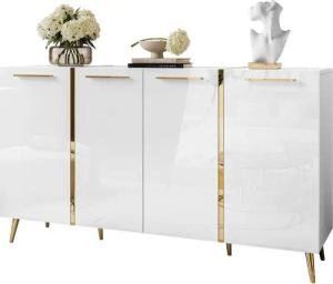 Lookway Kommode ONYX 4D mit goldenen Beinen, Breite: 158 cm