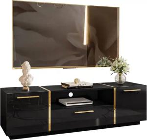 Lookway Lowboard TV ONYX Eleganter Hochglanz Fernsehtisch mit goldenen Griffen (1x TV-Schrank), Breite: 158 cm