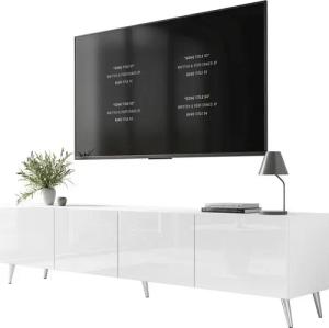 Lookway TV-Schrank AURA 200 Weiß Hohglanz auf Beinen mit LED Beleuchtung Breite: 200cm