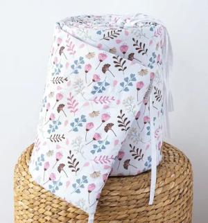 Loolay Bettnestchen PREMIERE! Blumenwiese ROSA Bettumrandung 420, 360, 210, 180 x 30cm, (Babynestchen Kopfschutz Neugeborene Blumen Babyausstattung GESCHENK für Mädchen, 100% Baumwolle Babybett Bettschutzgitter Umrandung Bettsprossen), LOOLAY® - 100% Euro