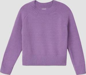 Loose Fit Strickpullover mit Stehkragen aus Chenille-Garn