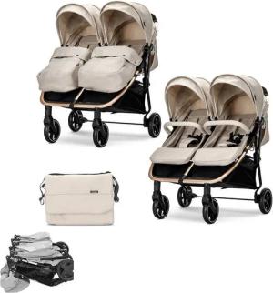 Lorelli Zwillings-Kombikinderwagen Geschwisterkinderwagen Duo, klappbar verstellbar Fußabdeckung Wickeltasche