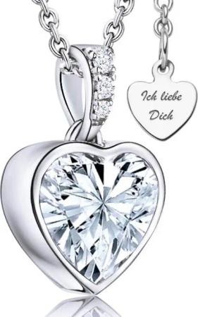 LOVENEST Herzkette Halskette Damen Silber 925 / Gold vergoldet mit Herz-Anhänger Zirkonia (Silberkette Anhänger Geschenke für Frauen Valentinstag Frau Freundin, Geschenkset Damenkette Weihnachten Set), Sie Geburtstag Hochzeitstag Liebesbeweis Liebesgesche