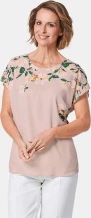 Luftige Chiffonbluse mit floralem Druck - altrosé / geblümt - Gr. 24 von Goldner Fashion