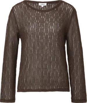 Luftiger Strickpullover aus Leinenmix mit Ajourmuster