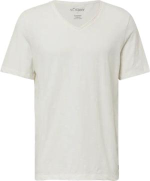 Luftiges T-Shirt mit V-Ausschnitt und Flammgarnstruktur