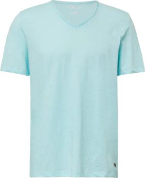 Luftiges T-Shirt mit V-Ausschnitt und Flammgarnstruktur