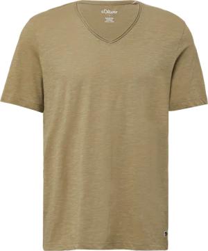 Luftiges T-Shirt mit V-Ausschnitt und Flammgarnstruktur