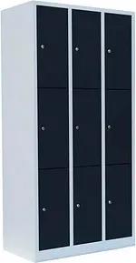 LÜLLMANN Schließfachschrank anthrazit, lichtgrau 520338, 9 Schließfächer 88,5 x 50,0 x 180,0 cm