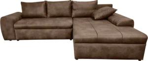 luma-home Ecksofa 18011, mit Bettfunktion B266/T186/H90 cm, Ottomane rechts, Federkern im Rücken, Wellenunterfederung, Bettkasten, Mikrofaser Leder-Optik Vintage Braun