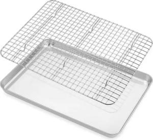 LuxusKollektion Back-Set Backblech Abkühlgitter Edelstahl Groß Backform Rechteckig Ofenblech
