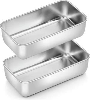 LuxusKollektion Back-Set Brotbackform Kastenform 2er Set Edelstahl 23,5x12,6x6cm für Kuchen