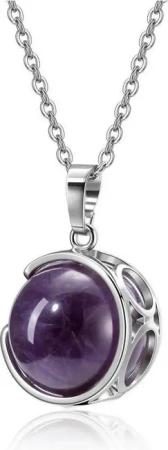 LuxusKollektion Edelstein Halskette Rosenquarz Bergkristall Kugel Anhänger Heilstein Amethyst